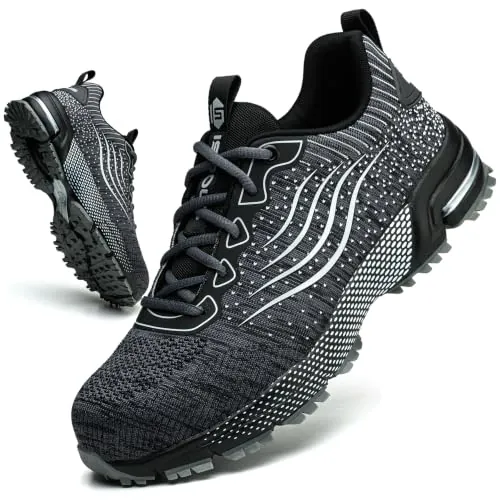 Zapatos de Seguridad para Hombre Mujer Zapatillas Trabajo Ligero Gris 46