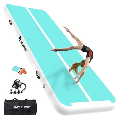 AKSPORT Esterilla hinchable de aire para tumbling, 3/4/5/6 m, esterilla de gimnasia de aire, 10/20 cm de alto, con bomba de aire para el hogar, el balanceo, el gimnasio, la formación, las animadoras