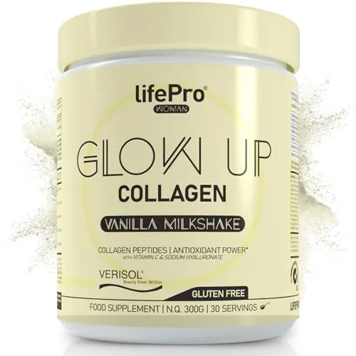 Colageno Hidrolizado Puro Verisol en Polvo con Vitamina C, Ácido Hialurónico y Zinc - 300g (30 Dosis) - Colágeno en Polvo Sin Azúcar Sabor Vainilla - Belleza desde Dentro para Piel, Cabello y Uñas