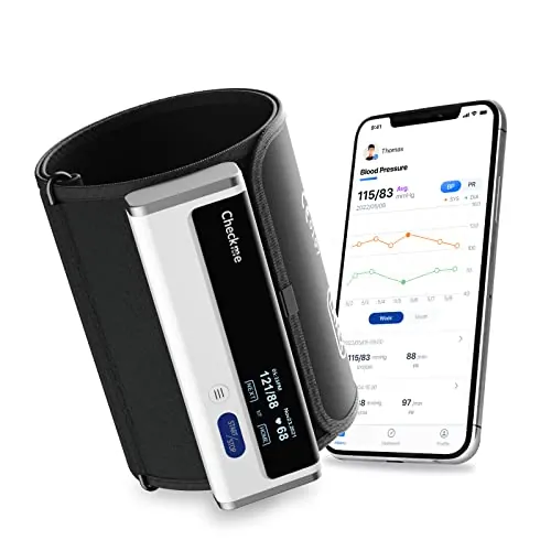 CheckMe Armfit Tensiometro de Brazo Digital con Brazalete Grande para Uso Doméstico, Bluetooth Medidor Tension Arterial Inalámbrico Portátil, APP Gratuita para iOS y Android