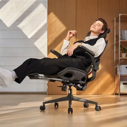 SIHOO B100 Pro Silla Oficina, Reposapies, Soporte Espalda Adaptable, Negro