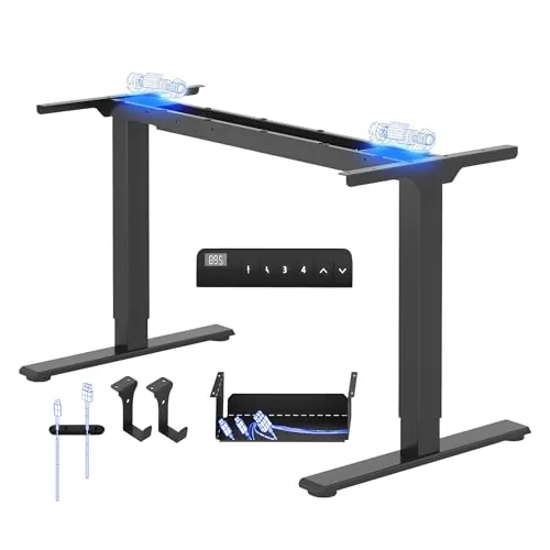FLEXISPOT E1 Pro Escritorio Elevable Eléctrico con 2 Motores Carga de 100KG, Escritorio Ajustable en Altura de Acero 70-119CM, con 4 Funciones de Memoria Escritorio de pie, Negro