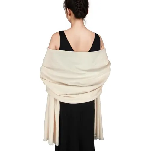 Estolas Chal Crema Mujer Fular Bufandas Pañuelos Invierno Estolas para Bodas y Vestido Fiesta