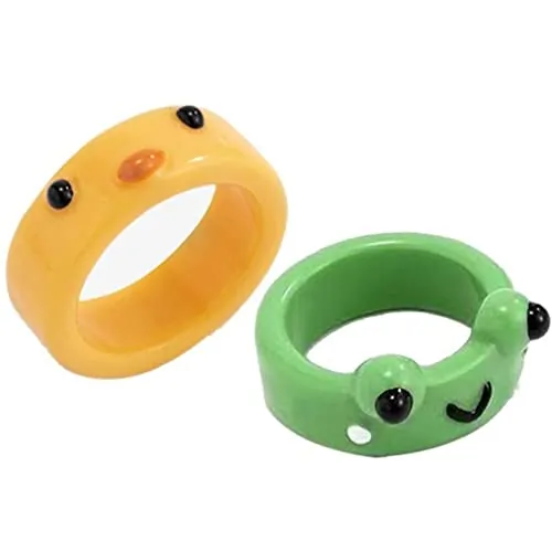 2 Pcs Anillos De Resina De Rana Lindos, Anillo De Animales 3D Divertido Personalizado De Joyería Creativa Personalizada para Mujeres Niñas