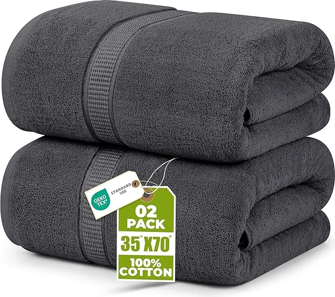 Utopia Towels - Pack de 2 Toallas de Baño Jumbo de Lujo (90 x 180 CM) - 100% Algodón Ring Spun, Altamente Absorbente, Suave y de Secado Rápido (Gris)