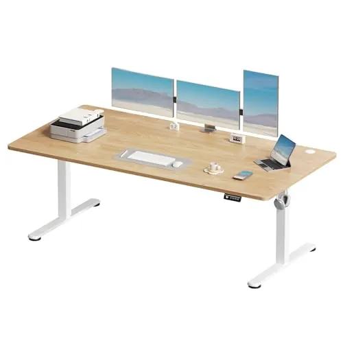Devoko Escritorio Elevable Eléctrico con Memoria 180 x 80 cm Beige