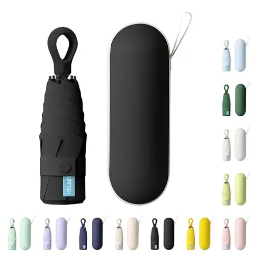 AYEUPZ Paraguas Plegable Mini,Paraguas Plegable Automático, Miniparaguas compacto de viaje, doble barra de soporte para mayor estabilidad, cartera con funda, paraguas pequeño compacto UV