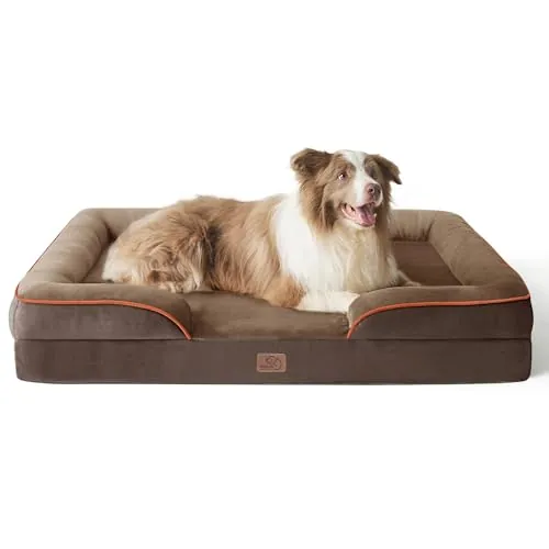 Bedsure Sofá Cama Ortopédica Lavable para Perros Grandes, 97x71cm, Marrón
