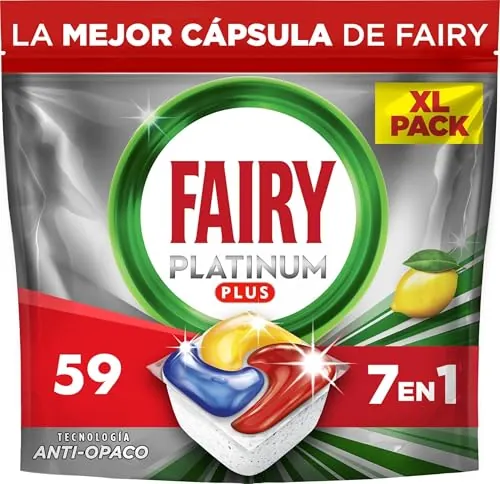 Fairy Platinum Plus Cápsulas Lavavajillas Para Máquina Limón, 59 Cápsulas