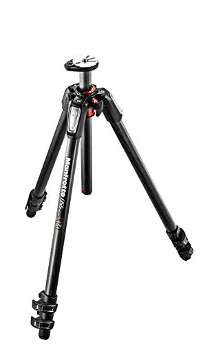 Manfrotto 055XPRO Trípode de Fibra de Carbono de 3 Secciones – Trípode Profesional para Cámara, Ideal para Fotografía y Creación de Contenido en Viajes