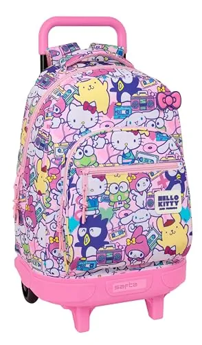 HELLO KITTY & FRIENDS - Mochila Grande con Ruedas, Compacta, Extraíble, Ideal para Niños de Diferentes Edades, Cómoda y Versátil, Calidad y Resistencia, 33x22x45 cm