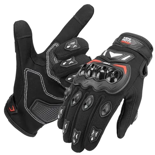 KEMIMOTO Guantes Moto Verano, Resistencia al Impacto, Deportivos Protectores y Transpirables Hombres y Mujeres, Palma Antideslizante, con Pantalla Táctil, Motocicletas, Escalada y Caza