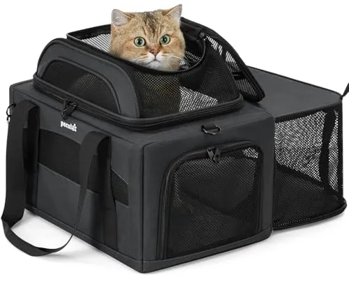 Pecute Transportin Gato Grande y Perro Avion Doble Expandible - Gris