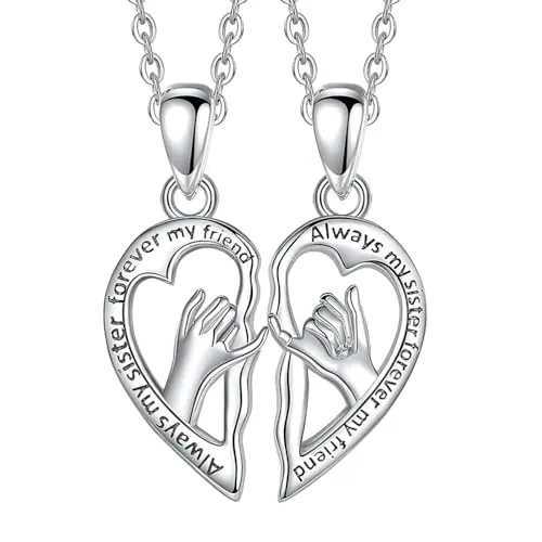 Fc'Noqgn Collar de 2 piezas, Collar de la amistad, Para la mejor amiga de una chica, Regalo de cumpleaños, Cadena de colgantes, Regalo