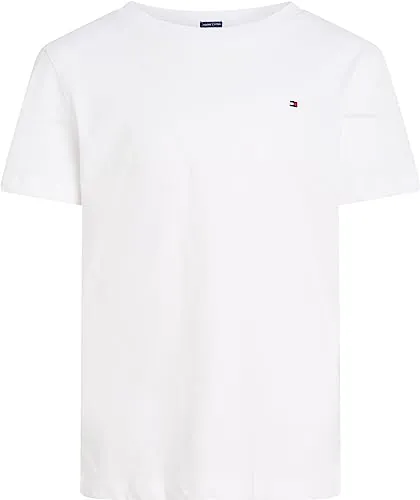 Tommy Hilfiger Camiseta de Manga Corta Chicos con Cuello Redondo, Blanco (Bright White), 14 Años