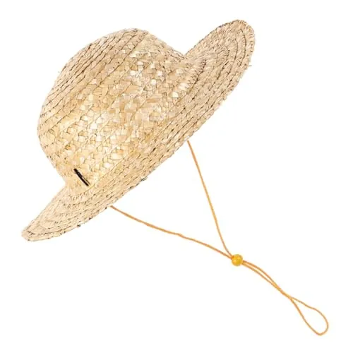 VERDANVERSE Sombrero De Paja Infantil Tejido para Sol, Transpirable y Ligero, Ajuste Regulable, Color Camel, Diámetro 35 Cm, para Niños En Playa y Actividades Al Aire Libre