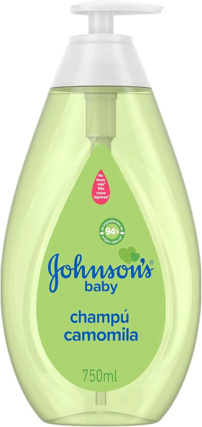 JOHNSON’S Baby Champú Camomila No Llores Más (750 ml), champú sin parabenos para recién nacidos con extracto de camomila, shampoo hipoalergénico y con pH equilibrado para un pelo brillante