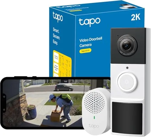 Tapo D210 - Timbre con Cámara Exterior 2K, Batería 6 Meses, Detección IA