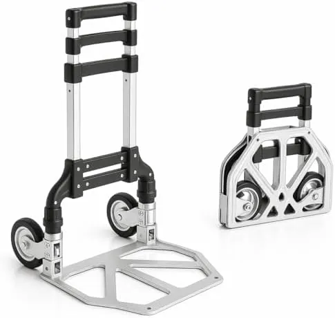 Carretilla de Mano portátil Plegable y Extensible con Ruedas | Carro de Transporte Aluminio Ligero | con Cuerdas de Gomas Incluidas | Carga Capacidad máxima 75Kg | Carrito | hogar | Playa | Garaje