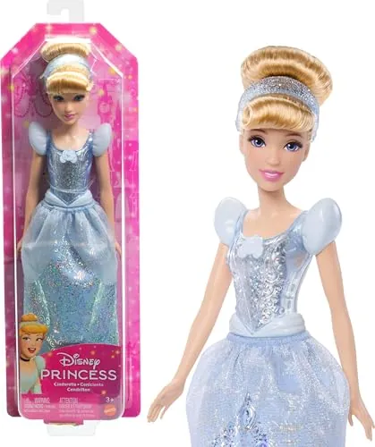 Mattel Disney Princess Cenicienta Muñeca princesa con pelo rubio recogido, juguete +3 años (HLW06)