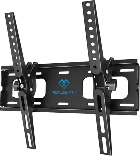 PERLESMITH Soporte TV Pared con Inclinación sin Herramientas, Soporte Television Pared Inclinable para la Mayoría de Televisores Planos & Curvos de 26-65 Pulgadas, hasta 60 kg, VESA máx. 400 x 400 mm