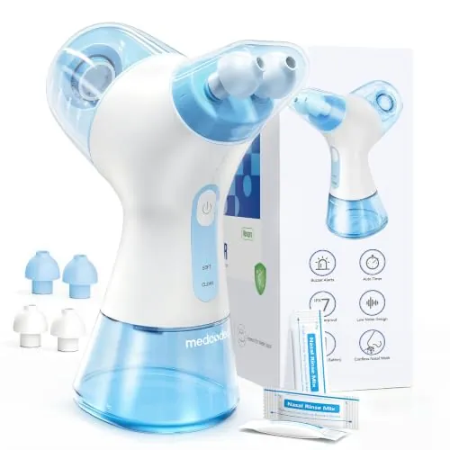 Medcodes Máquina de Enjuague Sinusal Eléctrica Mejorada | 30 Paquetes de Sal, Sistema de Irrigación Nasal, Autolimpieza, Recolección Automática de Residuos para Alivio Rápido