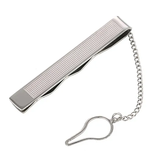 DonDon alfiler Pinza Clip de Corbata para Hombres Acero Inoxidable Estampados de Color Plata