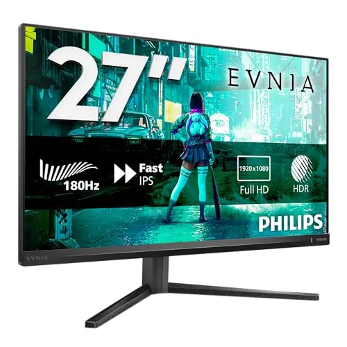 Philips 27M2N3200AM - Monitor Gaming Full HD de 27 Pulgadas, 180 Hz, 1ms GtG, FreeSync Prem., G-Sync Comp. (1920x1080, 2X HDMI, DisplayPort) Negro/Gris