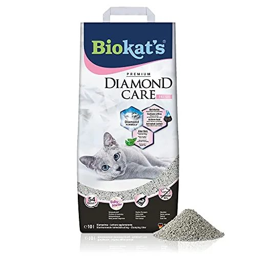 Biokat's Diamond Care Fresh, con fragancia - Arena fina con carbón activo y aloe vera 1 saco (1 x 10 l)