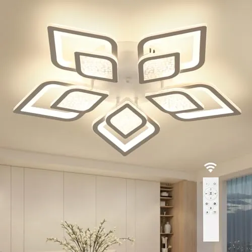 EASY EAGLE Lampara Techo Regulable: Plafon Led Techo Moderno con Mando a Distancia y APP 3000K-6500K, Luz de Techo para Salon Dormitorio Moderno, 48W 4800LM 61CM