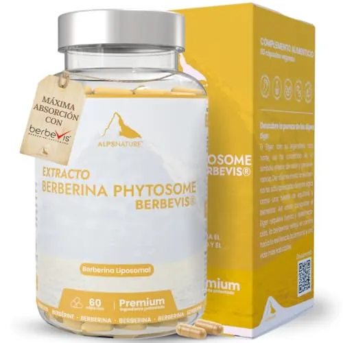 ALPS NATURE Berberina Fitosomada Berbevis® 600 mg – 60 Cápsulas para 1 mes - Berberina Liposomal Pura 10 Veces Superior Control de Glucosa - Berberina Liposomal y Patentada para Control del Azúcar