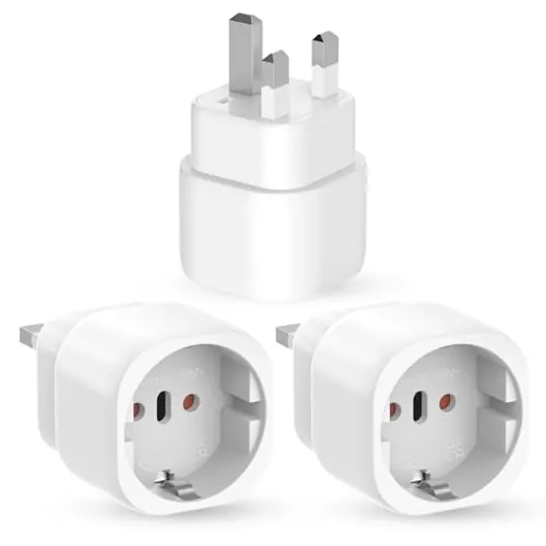 Vecbmn 3 Piezas Adaptador Enchufe UK a Español, Adaptador Enchufe Ingles Tipo G, Inglaterra 2-Pin Europa a 3-Pin Reino Unido para Inglaterra/Escocia/Irlanda/Dubai/Maldivas(Tipo G)
