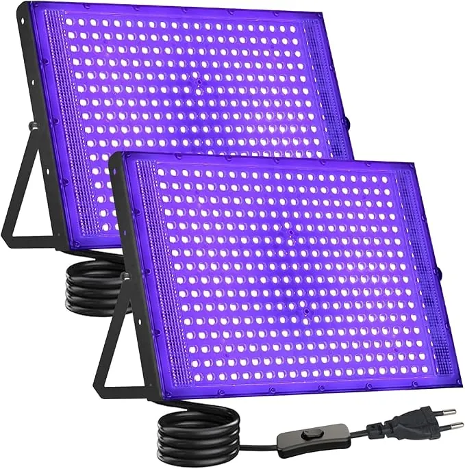 CREATESTAR Luz Negra Ultravioleta 300W, 2 Piezas Foco de luz negra LED, Luz UV impermeable IP66 luces negras para Bar Discoteca Pinta Corporal fiesta luminosa iluminación de escenario Halloween