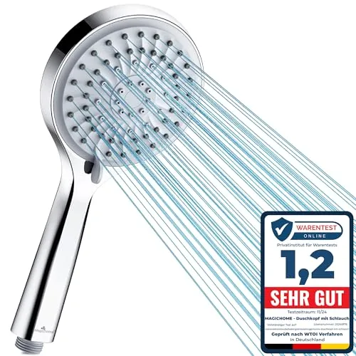 Magichome Alcachofa de Ducha Alta Presion, Antical Alcachofa Ducha Ahorro Agua Cabezal de Ducha Extraíble con 5 Modos, Cabezal Ducha de Mano, Ducha Económica Grande