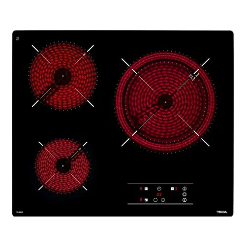 TEKA Placa Vitrocerámica 60 cm, 3 Fuegos, Touch Control, Función Stop & Go, Indicador de Calor Residual, Modelo TB 6315