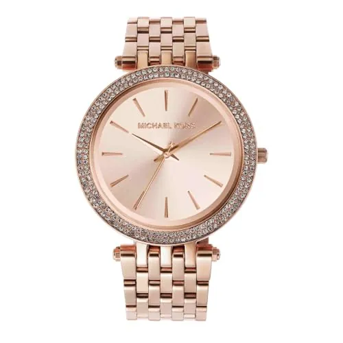 Michael Kors Reloj Darci para Mujer, Movimiento de Cuarzo de Tres Agujas en Tono Oro Rosa con Correa de Acero Inoxidable, 39 mm, Tono Oro Rosa