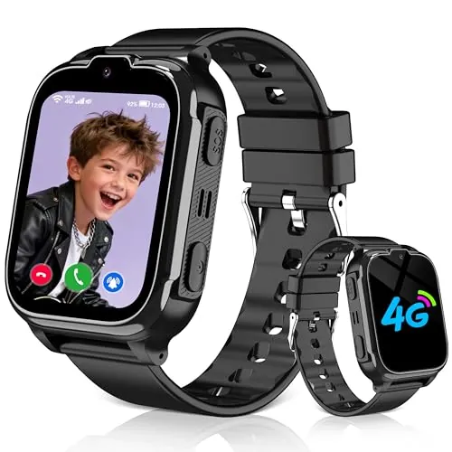 Kesasohe 4G Reloj Inteligente Niño, Smartwatch Niños GPS y Llamadas, Reloj GPS Niños Localizador y Llamadas Videollamada Teléfono SOS Chat Despertador Juego IP68 Impermeable, RelojNiños Regalo