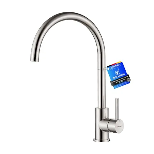 GRIFEMA Irismart G4008 Grifo de Cocina Alto con Caño Giratorio, Mezclador de Fregadero, Cold Start, Ahorro de Energía, Acero Inoxidable [Exclusivo en Amazon]
