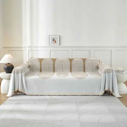 YSTELLAA Chenilla Funda Sofa 1 Plaza, 180×230 CM, Caqui-ARC | Manta Cubre Sofa Four Seasons Reversible, Universal, Grande Gruesas, Antideslizantes, Decoración De Interiores, para Salón