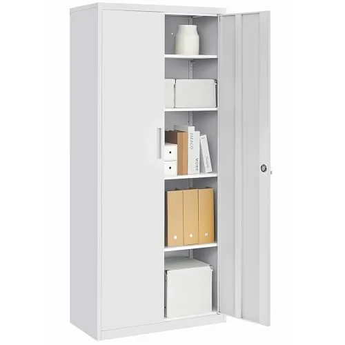 SONGMICS Armario de Garaje de Acero, 2 Puertas, 80 x 40 x 180 cm
