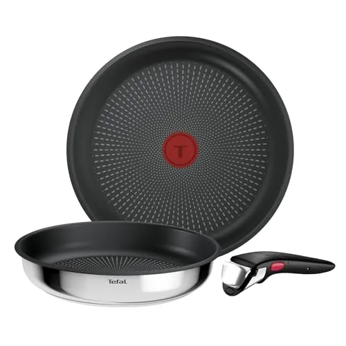 Tefal Ingenio Comfort Max - Juego de 2 Sartenes, Acero inoxidable