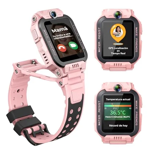 imoo Z7 Reloj Inteligente Niño, Smartwatch Niños con GPS Y llamadas con Videollamada, Chat Familiar, 4G Reloj Niña for Kids, Localización En Tiempo Real Y Resistencia al Agua IPX8, Doble Cámara,Rosado