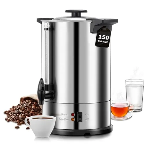 Cafetera Industrial 15L 150 Tazas/H, Macchina de Café para Hostelería 1500W