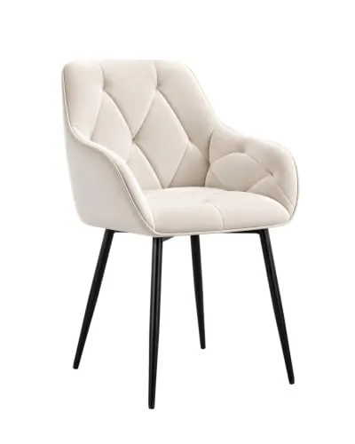 WOLTU Silla de Comedor,Terciopelo,Crema