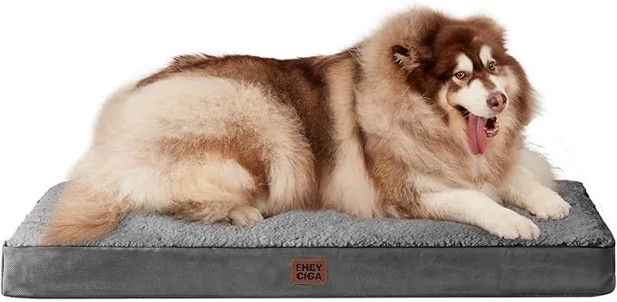 EHEYCIGA Cama Perros Extra Grande XXL Ortopédica, 120x74x9cm Colchon Perro con Espuma De Caja De Huevos, Colchoneta Perro Lavable para Jaula, Dog Bed, Gris