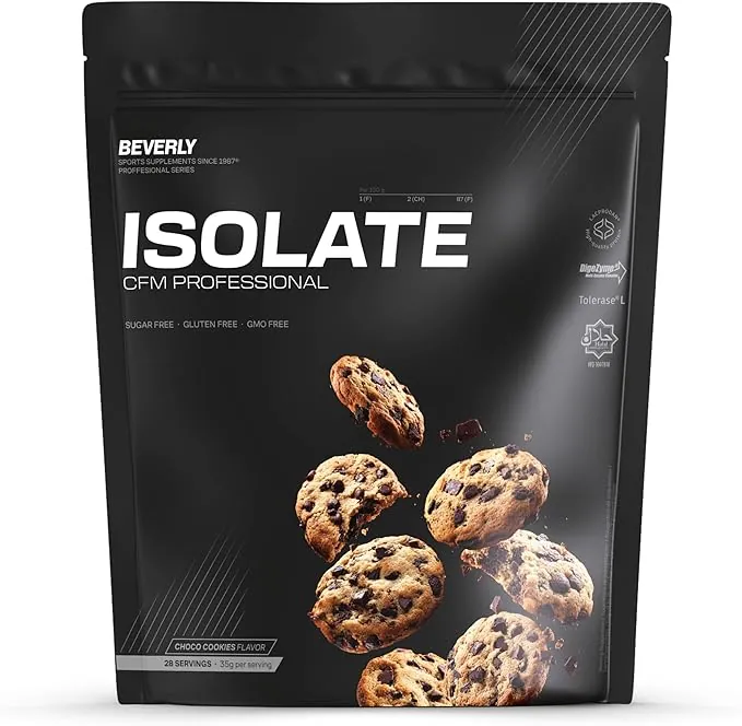 Beverly ISOLATE CFM – Proteína Aislada de Suero Premium (Whey Isolate) | 30 g Proteína | Baja en Lactosa y Sin Azúcares Añadidos | 29 Servicios | Desarrollo Muscular (1 Kg, Chocolate Cookie)
