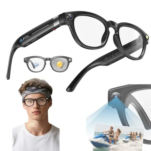 8MP 32GB AI Gafas Inteligentes Con Chat Y GPT Gafas Con Grabación De Video HD De 1080p Con Audio, Gafas De Sol Con Bluetooth Con Cámara, Traducción En Tiempo Real