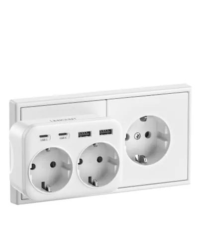 LENCENT Ladron Enchufe USB 4000W, Enchufes 6 en 1, 2 Tomas de CA
