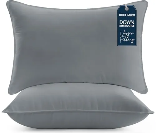 Utopia Bedding Almohada 50x70 cm Pack de 2, Fibra Hueca, Gris