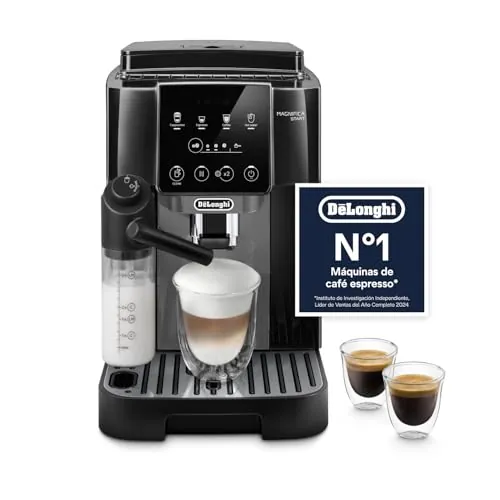 De’Longhi Magnifica Start – Perfetto Cafetera Superautomática, LatteCrema Jarra de leche automática, 4 Bebidas One-Touch, Controles Soft Touch, Negro y Gris (ECAM222.60.BG)